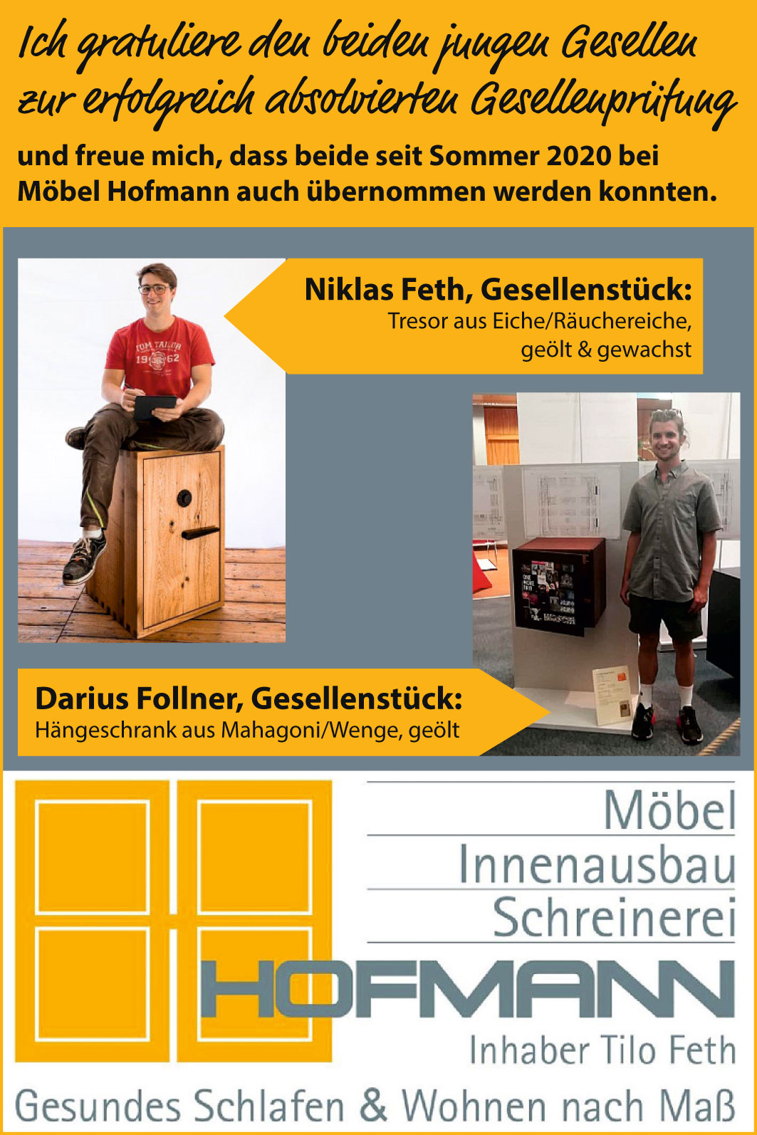 Zwei neue Gesellen Zwei neue Gesellen nach Gesellenprüfung